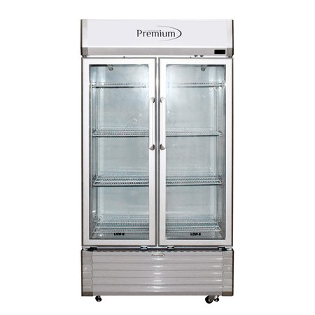 PREMIUM LEVELLA Premium Levella 18 cu. ft. Commercial Display Refrigerator Two Glass Door Merchandiser in Silver PRN185DX